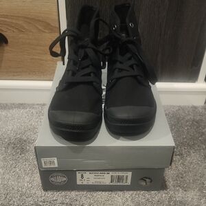 Palladium Women's Black Lace-Up Canvas Boots